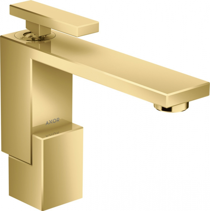 Baterie lavoar baie auriu lucios cu ventil click-clack, Hansgrohe Axor Edge 130