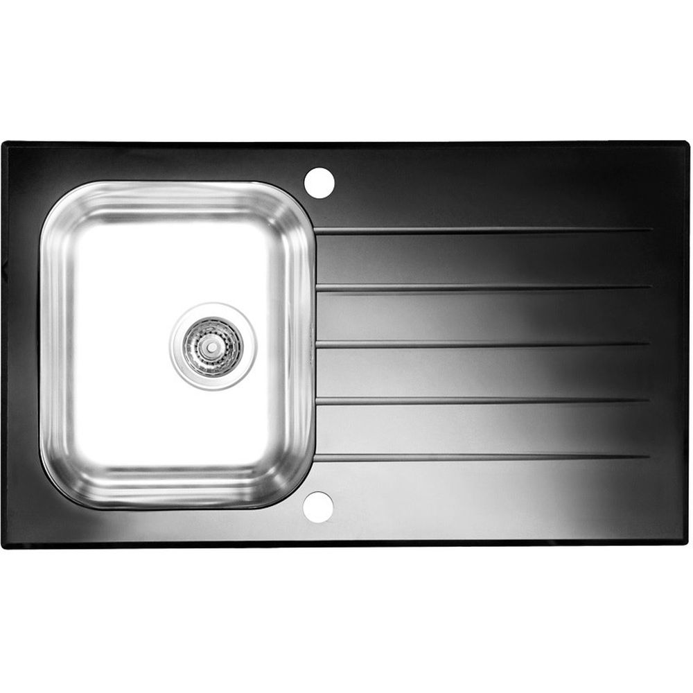 Chiuveta bucatarie inox si sticla neagra Alveus Glassix 10