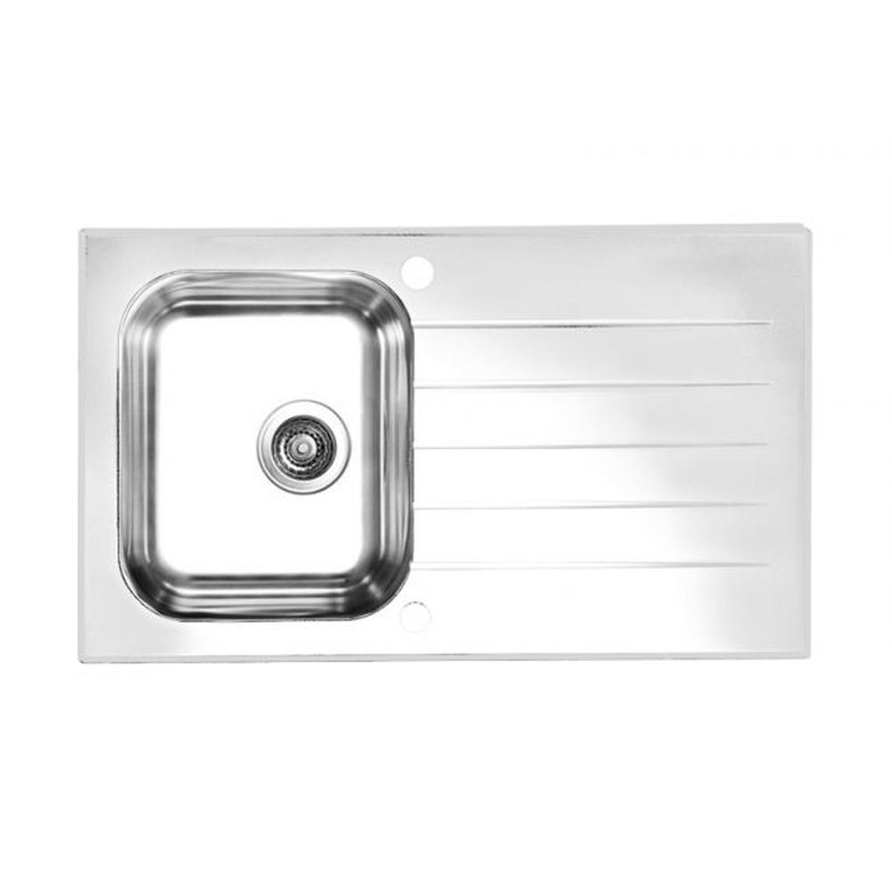 Chiuveta bucatarie inox si sticla alba Alveus Glassix 10