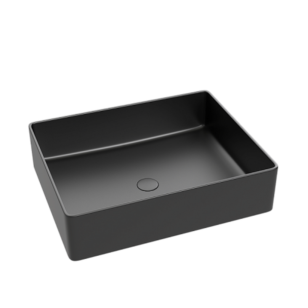 Lavoar baie dreptunghiular pe blat, negru mat, fara ventil, Foglia, Color