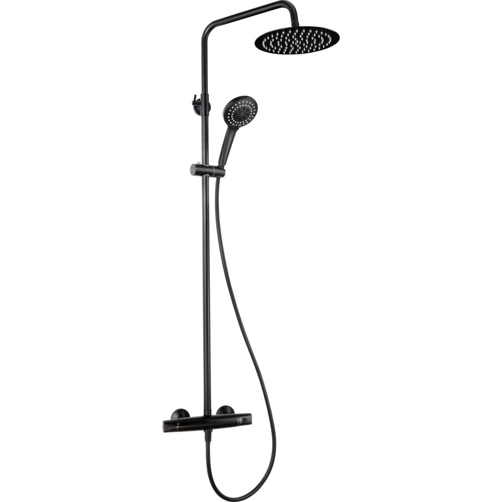 Coloana de dus neagra cu baterie termostat, Jasmin Nero, Deante