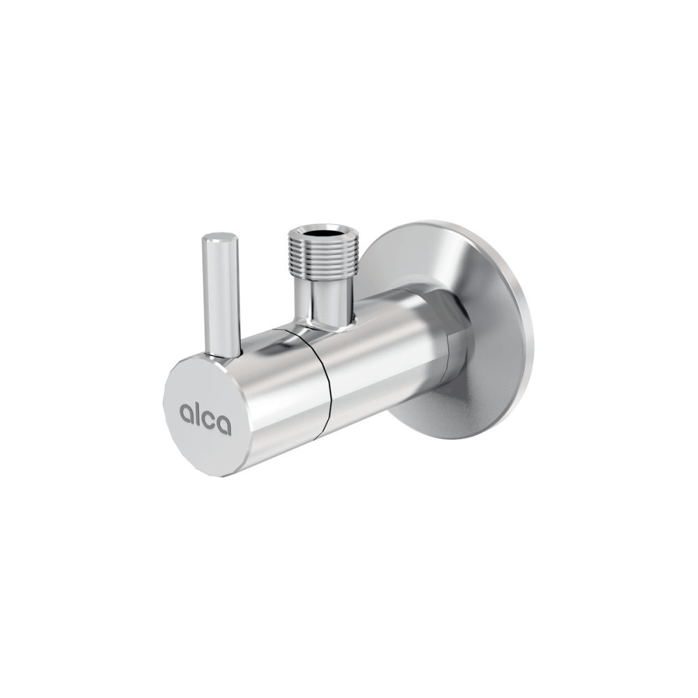Robinet coltar rotund crom lucios cu filtru 1 2 A 3 8 Alcadrain ARV001